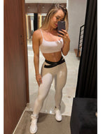 Conjunto Fitness Elastico Branco E Preta