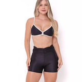 Conjunto Fitness Cós Franzido Compressão Top Bicolor